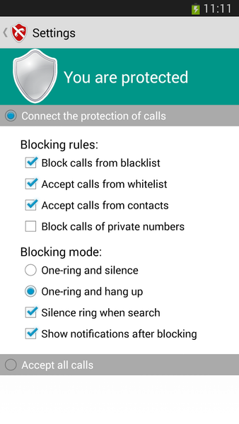 Intercept phone calls - Image screenshot of android app