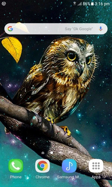 Golden Owl Live Wallpaper - Image screenshot of android app