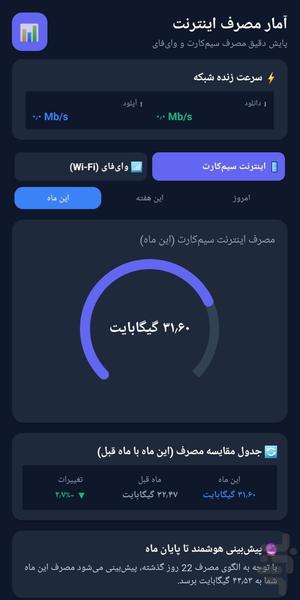 آمار مصرف اینترنت - عکس برنامه موبایلی اندروید