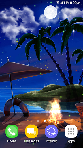 Tropical Beach at Night Live Wallpaper - Image screenshot of android app