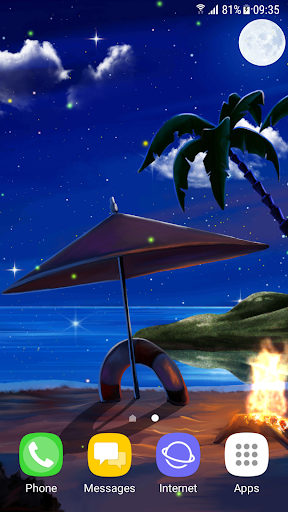 Tropical Beach at Night Live Wallpaper - Image screenshot of android app