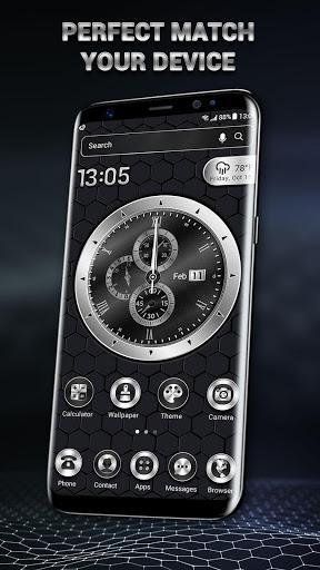 Black Analog Clock Launcher Theme 2019 - Image screenshot of android app