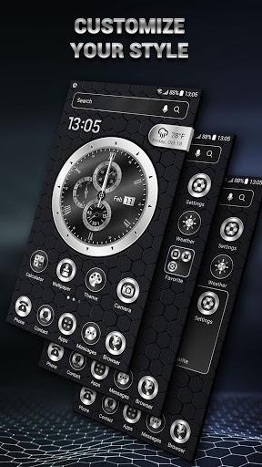 Black Analog Clock Launcher Theme ۲۰۱۹ - عکس برنامه موبایلی اندروید