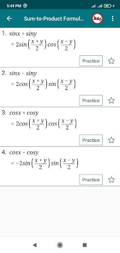 Math Formula with Practice - Image screenshot of android app