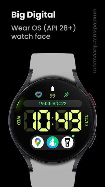 Awf Big Digital: Wear OS face - Image screenshot of android app