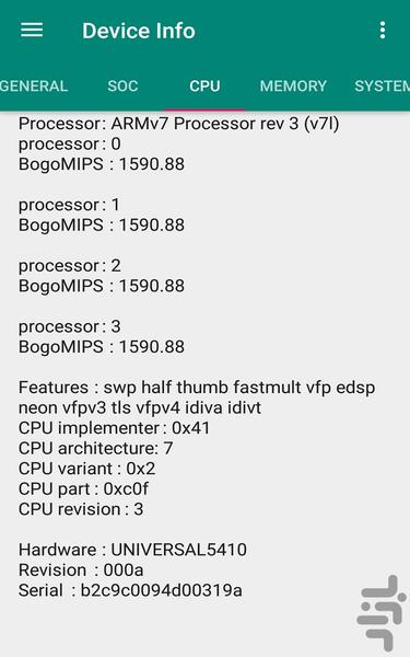 اطلاعات دستگاه - Image screenshot of android app