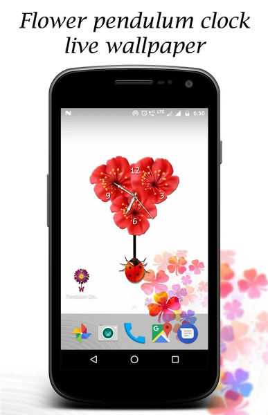 Flower pendulum clock live wallpaper - Image screenshot of android app