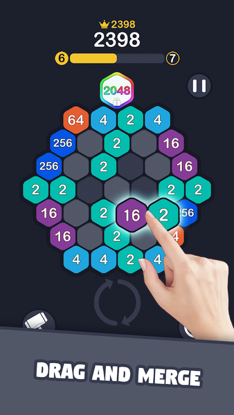 2048 Hexagon Puzzle - Gameplay image of android game