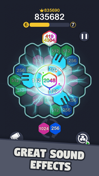 2048 Hexagon Puzzle - Gameplay image of android game