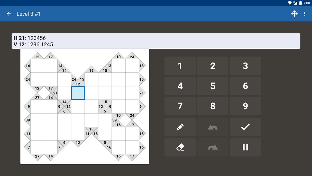 Andoku Kakuro - Gameplay image of android game