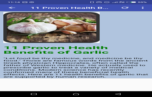 11 Health Benefits of Garlic - Image screenshot of android app