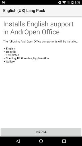 English Lang Pack for AndrOpen Office - Image screenshot of android app