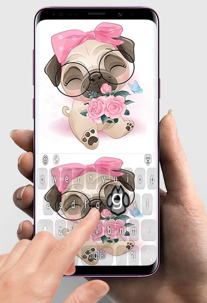 Cute pug dog keyboard - Image screenshot of android app