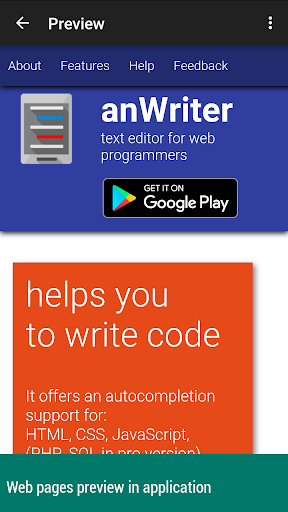 anWriter free HTML editor - Image screenshot of android app