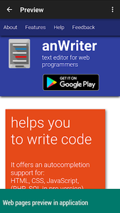 anWriter free HTML editor - Image screenshot of android app
