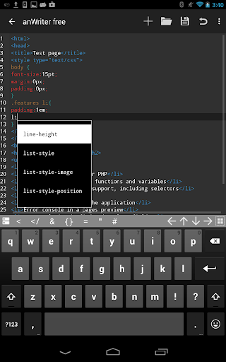 anWriter HTML editor - Image screenshot of android app
