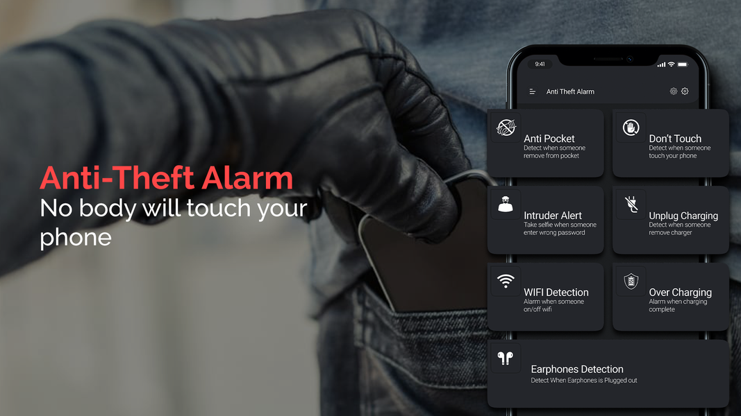 Dont touch my phone Alarm App - عکس برنامه موبایلی اندروید