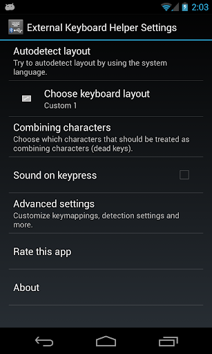 External Keyboard Helper Demo - Image screenshot of android app