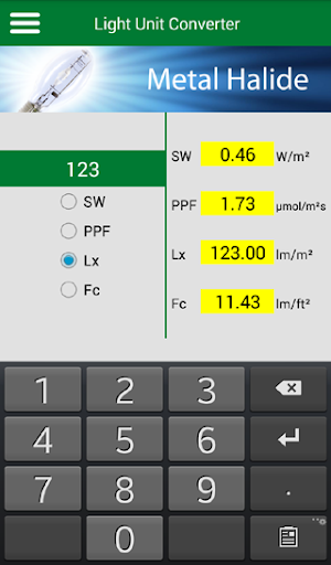 Light Unit Converter - عکس برنامه موبایلی اندروید
