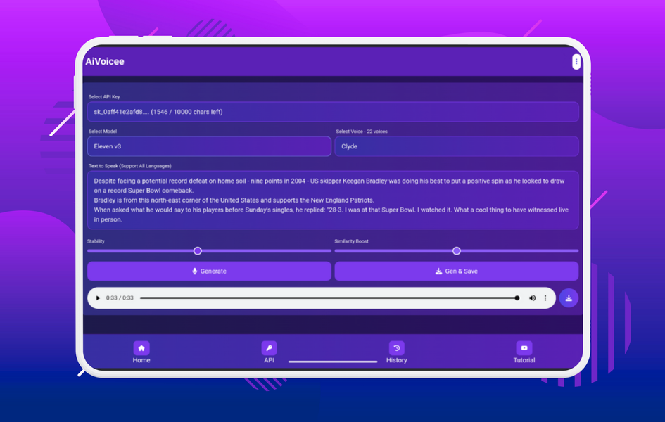 ElevenLabs Free Tool: AiVoicee - عکس برنامه موبایلی اندروید