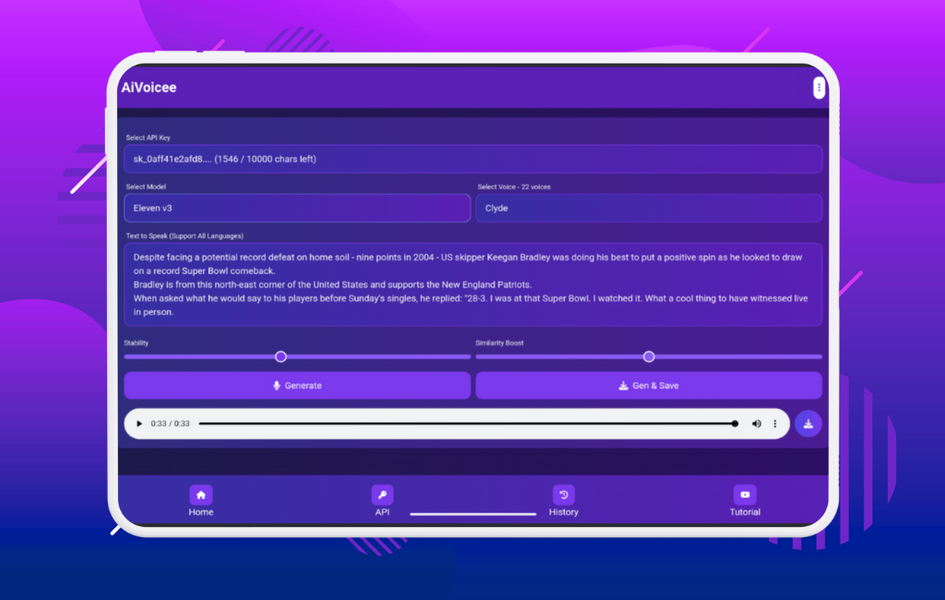ElevenLabs Free Tool: AiVoicee - عکس برنامه موبایلی اندروید