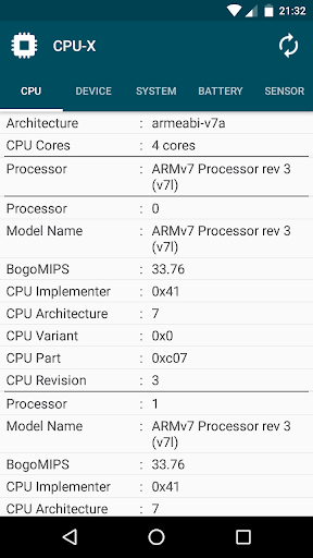 CPU-X - عکس برنامه موبایلی اندروید