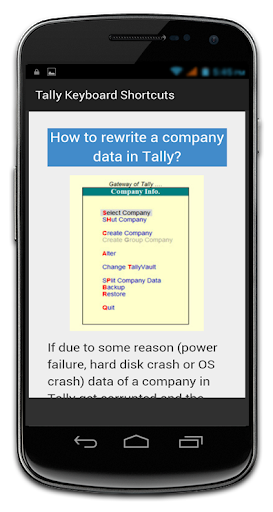 Tally Shortcut Keys - Image screenshot of android app