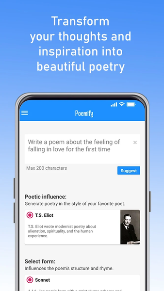 Poemify: Your Poetry Assistant - عکس برنامه موبایلی اندروید