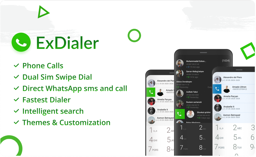 ExDialer - Phone Call Dialer - عکس برنامه موبایلی اندروید