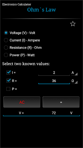 Electronics Calculator - عکس برنامه موبایلی اندروید