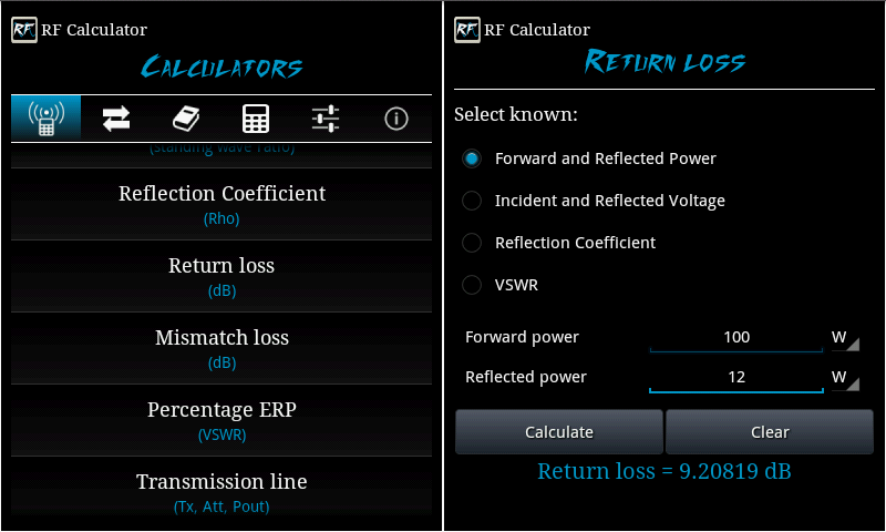 RF Calculator - Image screenshot of android app