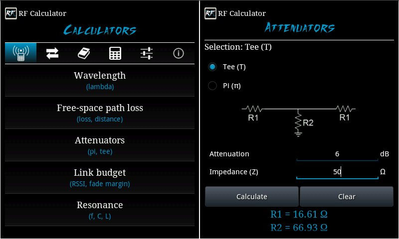 RF Calculator - Image screenshot of android app
