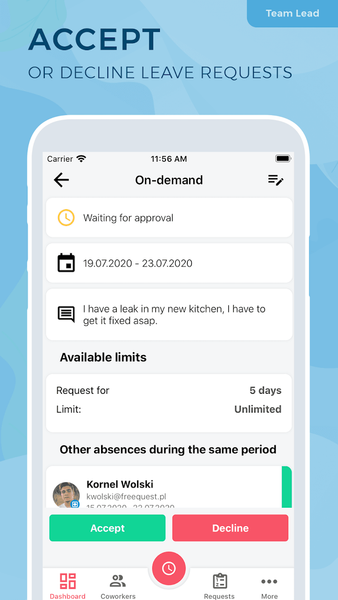 FreeQuest Absence Management - Image screenshot of android app