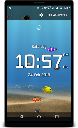 Aquarium live wallpaper with digital clock - عکس برنامه موبایلی اندروید