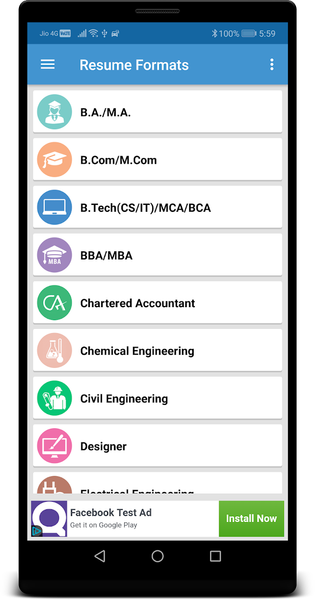 Resume Formats Download - Image screenshot of android app