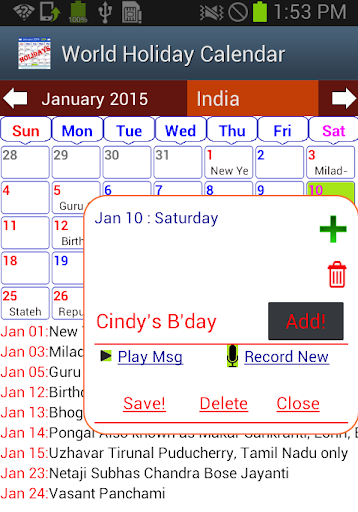 Holiday Calendar ۲۰۲۵ - عکس برنامه موبایلی اندروید