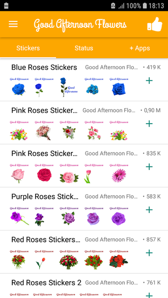 Good Afternoon Flowers Sticker - Image screenshot of android app