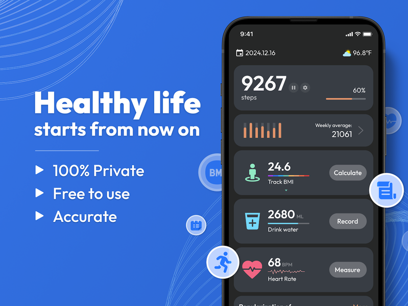 Pedometer - Walk & Run & Ride - عکس برنامه موبایلی اندروید