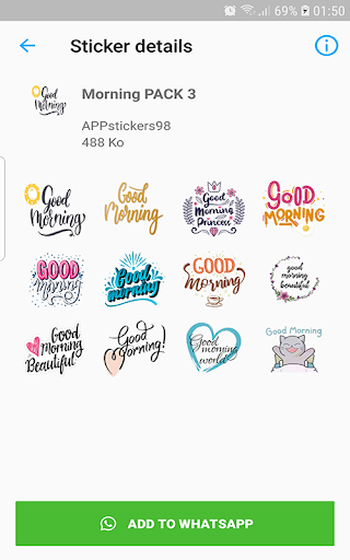 Good Morning Stickers for What - Image screenshot of android app