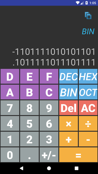Binary Calculator and Converter - عکس برنامه موبایلی اندروید