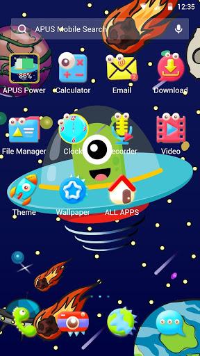 Cute Cartoon Alien APUS Launcher theme - Image screenshot of android app