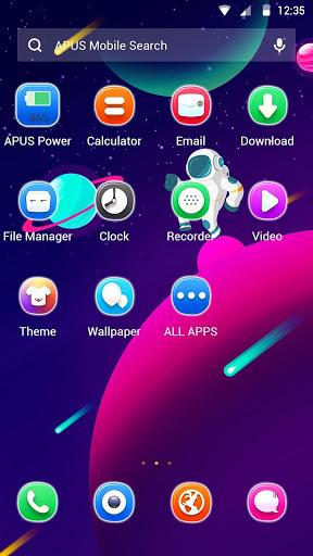 Cute Space Astronaut APUS Launcher theme - Image screenshot of android app