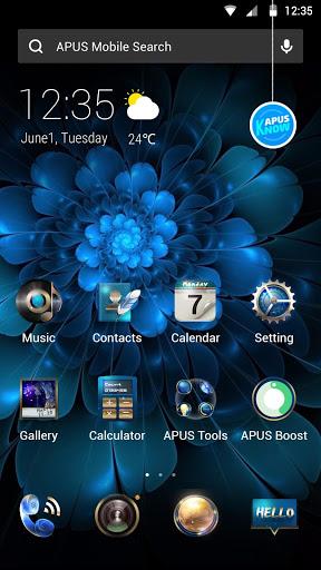 Blue Flower Butterfly  - APUS Launcher Free Theme - Image screenshot of android app