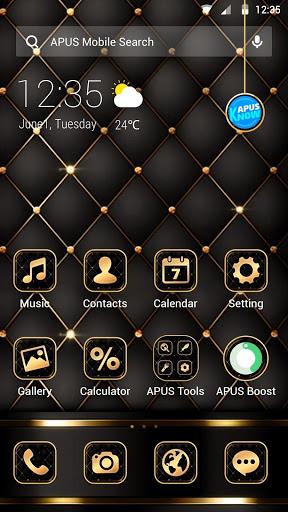 Black golden APUS Launcher theme - Image screenshot of android app