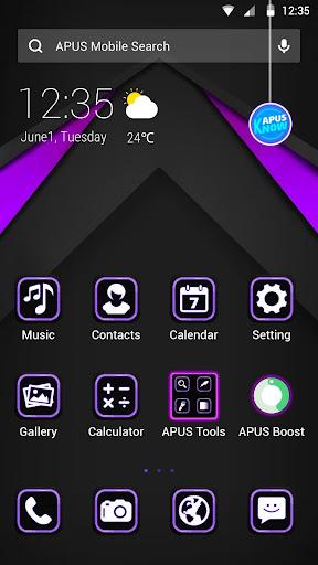 Black & Purple APUS Launcher theme - Image screenshot of android app