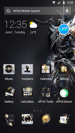 Black gold wild lion APUS launcher theme - Image screenshot of android app