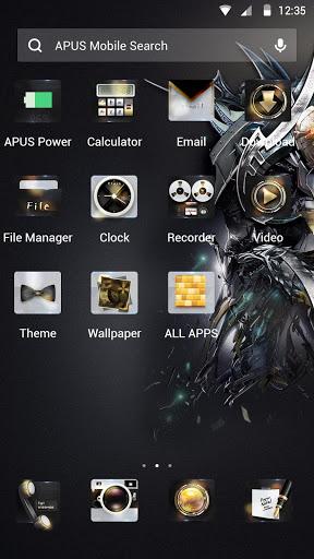 Black gold wild lion APUS launcher theme - Image screenshot of android app