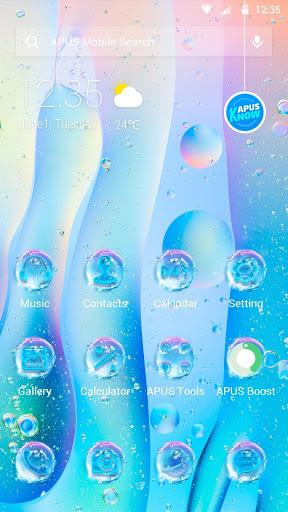 Blue Transparent Water Droplets-APUS Launcher - Image screenshot of android app