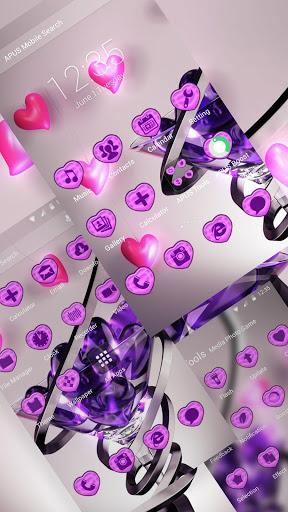 New purple crystal heart APUS launcher free theme - Image screenshot of android app
