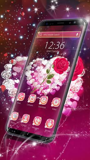 Shine Red Heart Rose Love--APUS Launcher theme - Image screenshot of android app